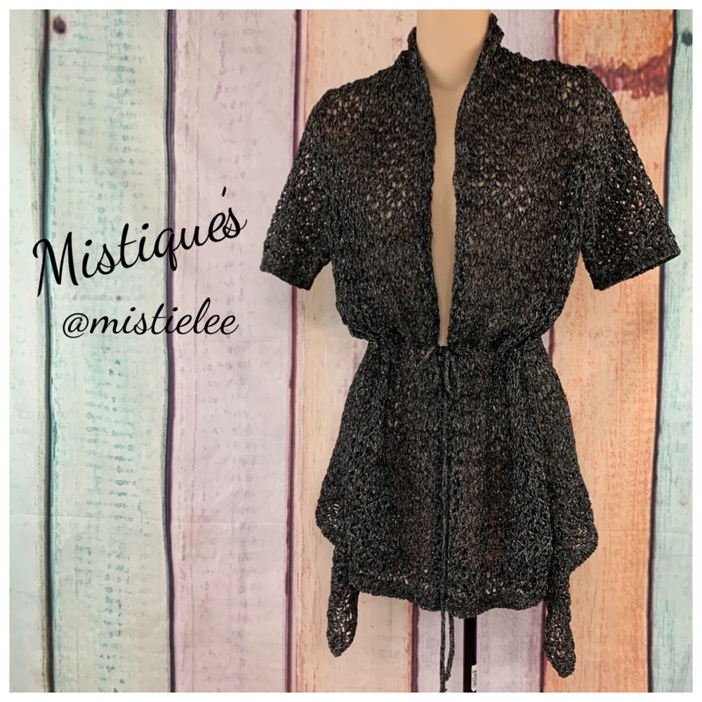 BCBG MAXAZRIA Light Weight Weave Knit Sweater Draped Cardigan S